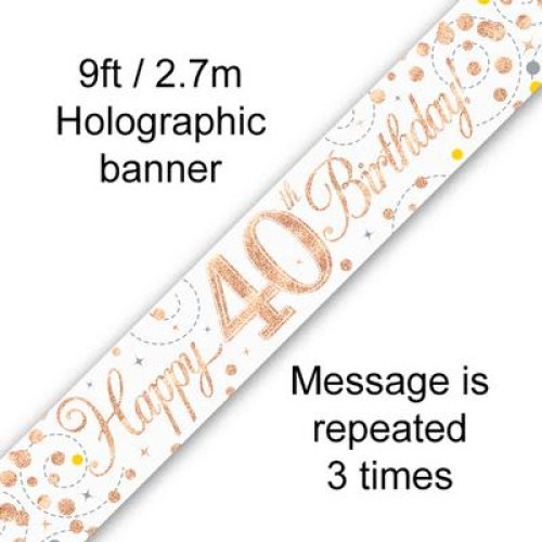 Rose gold 40th birthday foil banner