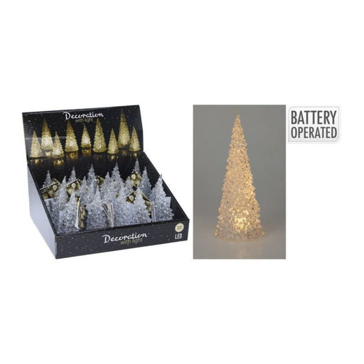Ronis Christmas Tree Acrylic With Warm White Led 12cm Battery Operated