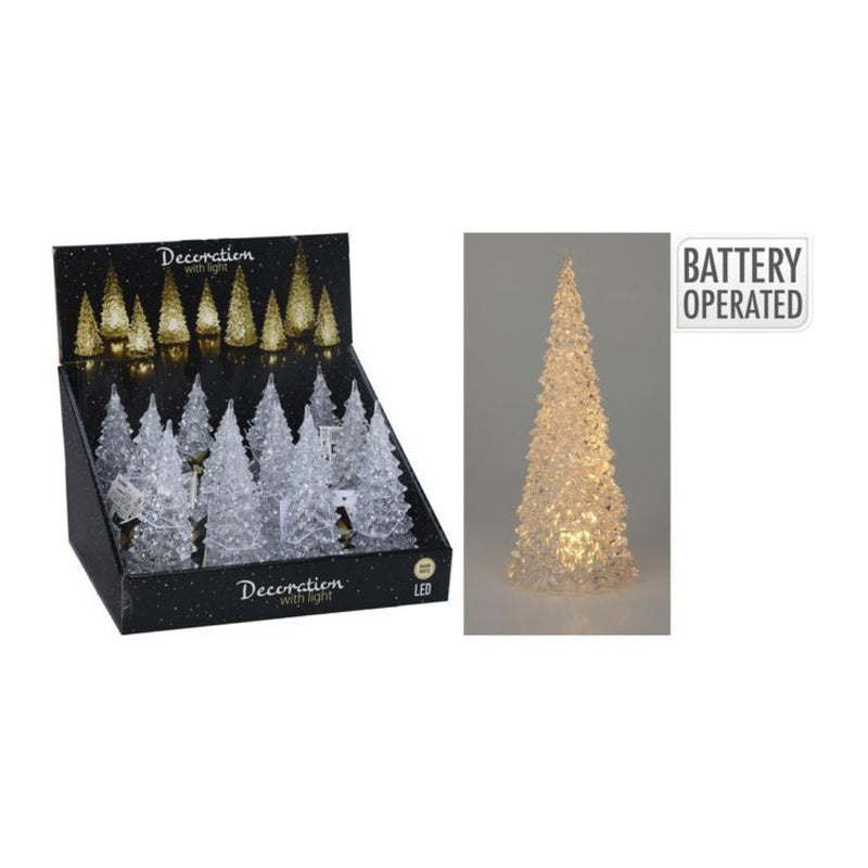 Ronis Christmas Tree Acrylic With Warm White Led 17cm Battery Operated