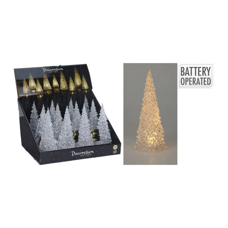 Ronis Christmas Tree Acrylic With Warm White Led 21cm Battery Operated