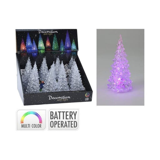 Ronis Christmas Tree Acrylic With Colour Led 12cm Battery Operated