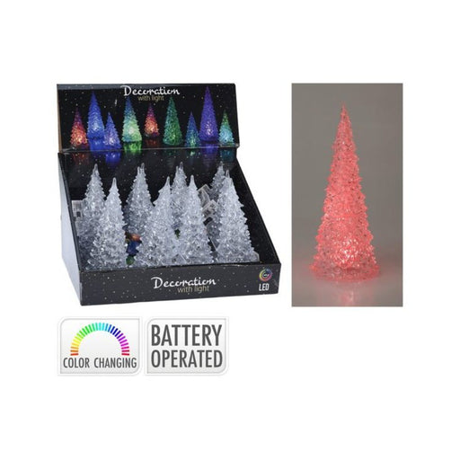 Ronis Christmas Tree Acrylic With Colour Led 17cm Battery Operated