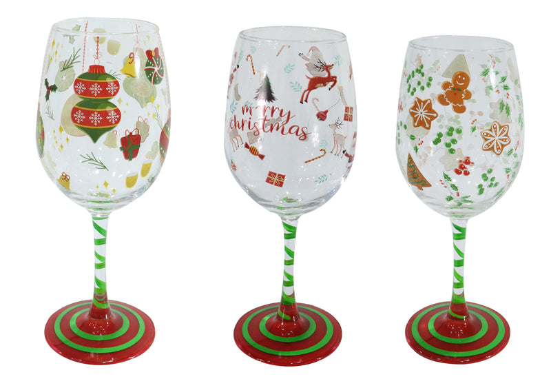 Wine Glass Printed Designs Asstd