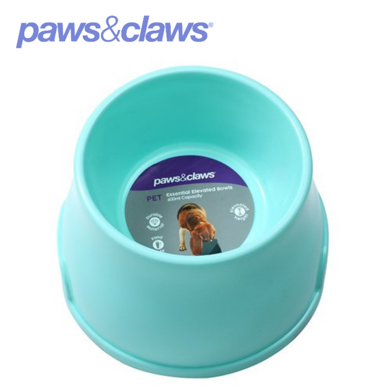 Pet Essentials Elevated Bowl Medium 3 Asstd Cols 19x12cm 600ml