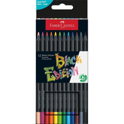 Pack of Faber-Castell black edition color pencils with multicolor tips on a white background