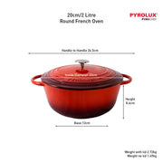 Pyrolux Round French Oven 20cm/2 Litre - Chilli Red – thumbnail
