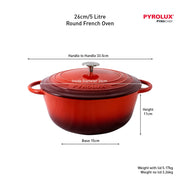 Round French Oven 26cm/5 Litre - Chilli Red – thumbnail