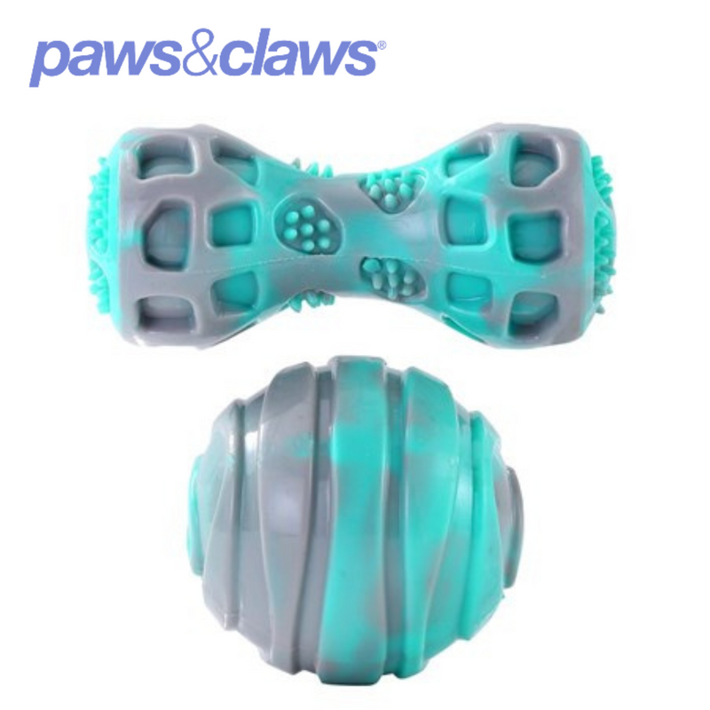 Dental Duo Tpr Ball + Baton2pk Aqua/Grey13x5x5cm / 8x8cm