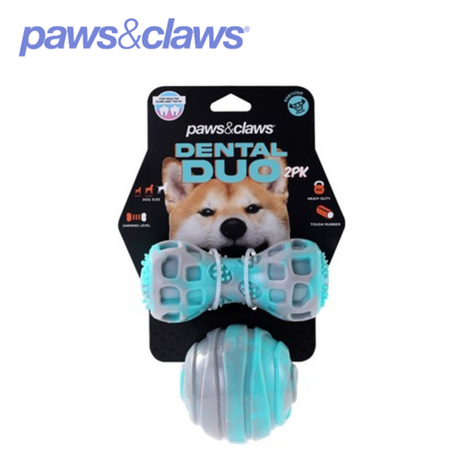 Dental Duo Tpr Ball + Baton2pk Aqua/Grey13x5x5cm / 8x8cm