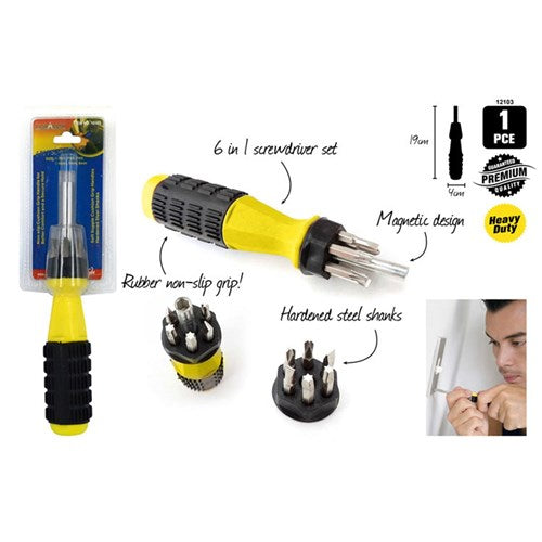 Six in one screwdriver set with six sizes