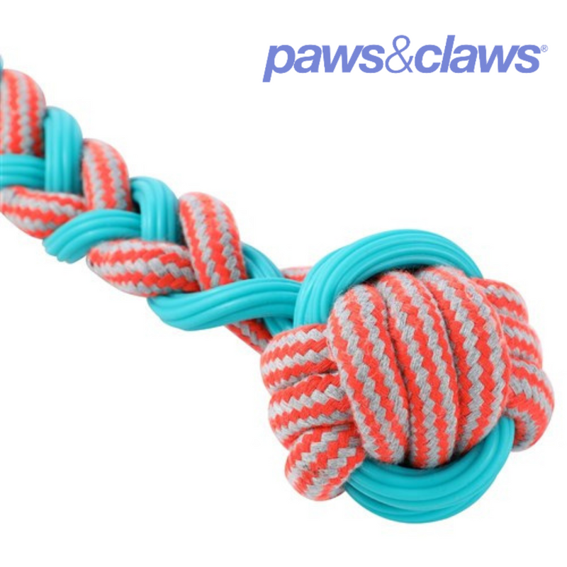 Stretch And Fetch TPR + Braided Rope Knot Ball Tugger 42x7x7cm