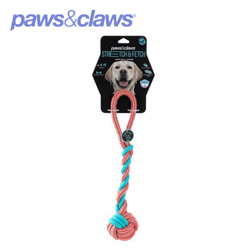 Stretch And Fetch TPR + Braided Rope Knot Ball Tugger 42x7x7cm