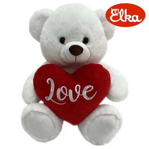 Small white teddy bear holding heart 25cm
