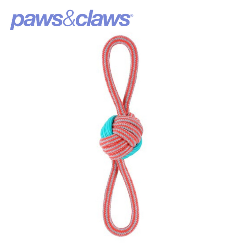 Stretch And Fetch TPR + Braided Rope Knotted Double Tugger 35x8x8cm
