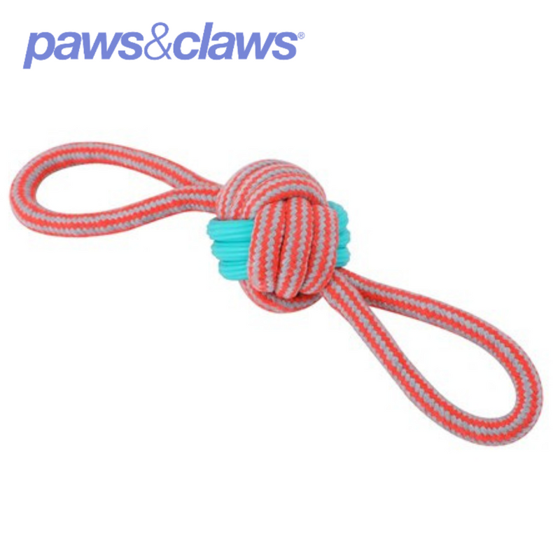 Stretch And Fetch TPR + Braided Rope Knotted Double Tugger 35x8x8cm