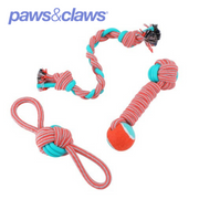 Stretch And Fetch TPR + Braided Rope Knotted Double Tugger 35x8x8cm