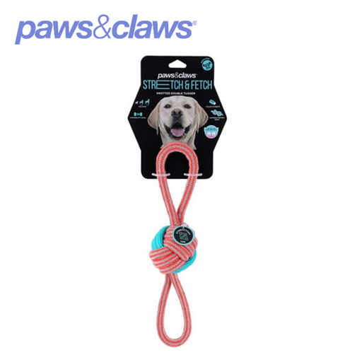 Stretch And Fetch TPR + Braided Rope Knotted Double Tugger 35x8x8cm