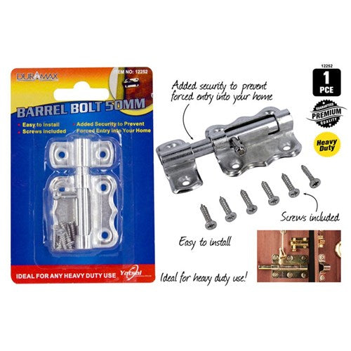 50mm barrel bolt with screws included