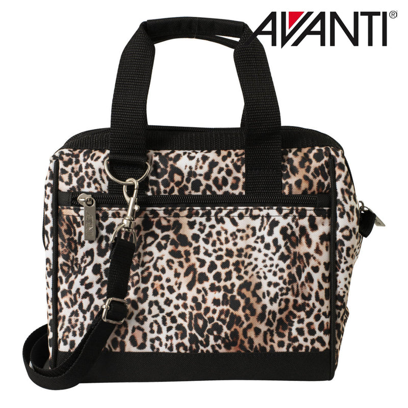 Insulated lunch bag with leopard animal print