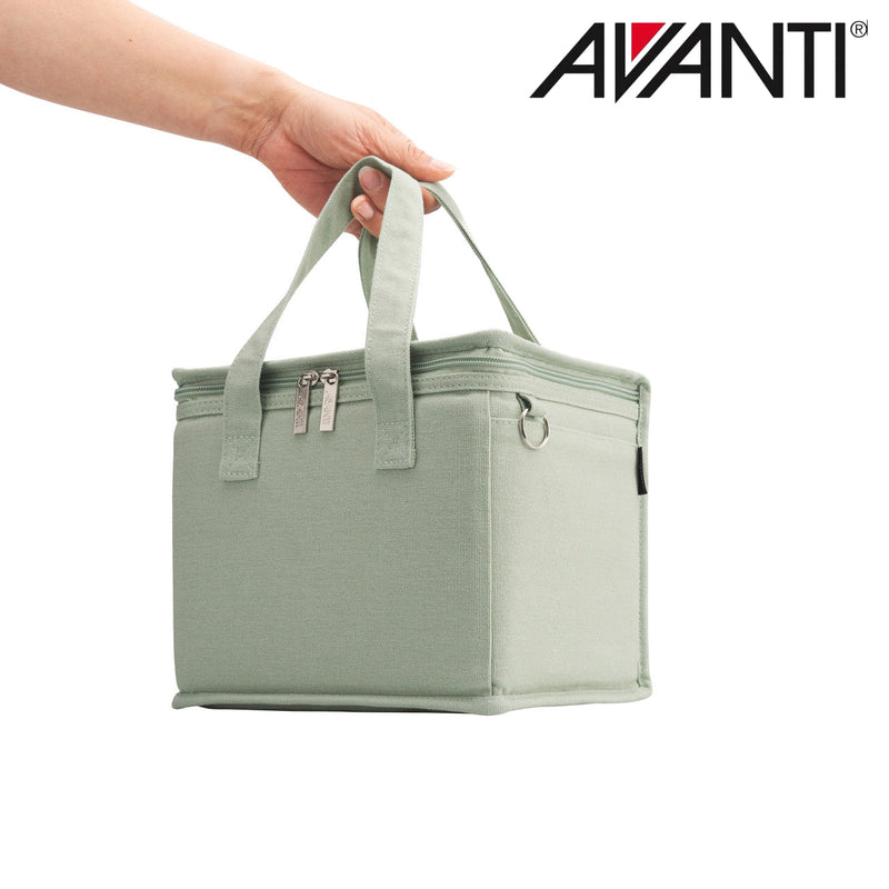 Canvas insulated lunch bag with green agave print detail view 3