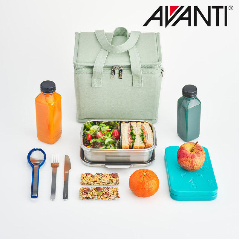 Canvas insulated lunch bag with green agave print detail view 4