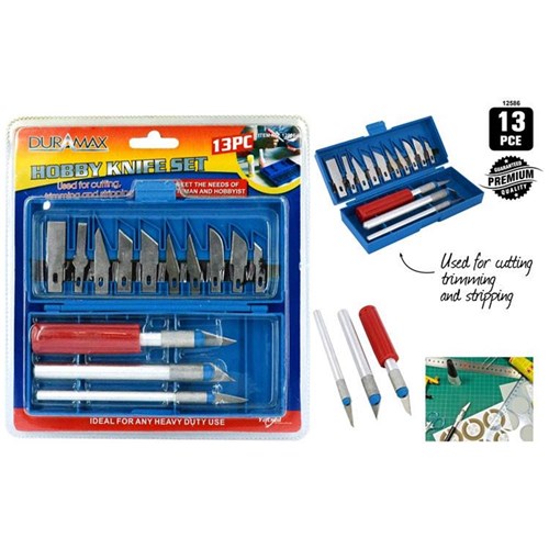Thirteen piece hobby knife set with hard case