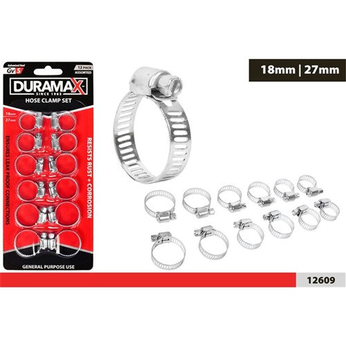 12 piece assorted size hose clamp set