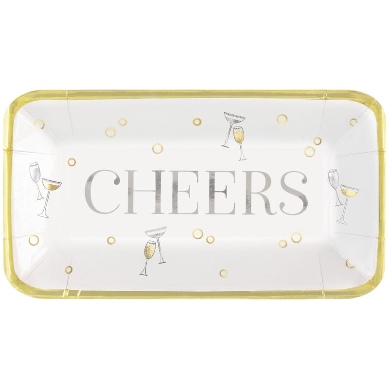 Pack of 8 rectangular cheers foil stamped plates