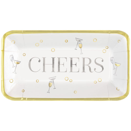 Pack of 8 rectangular cheers foil stamped plates