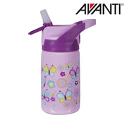 Insulated water bottle with butterfly print and pop up spout detail view 2