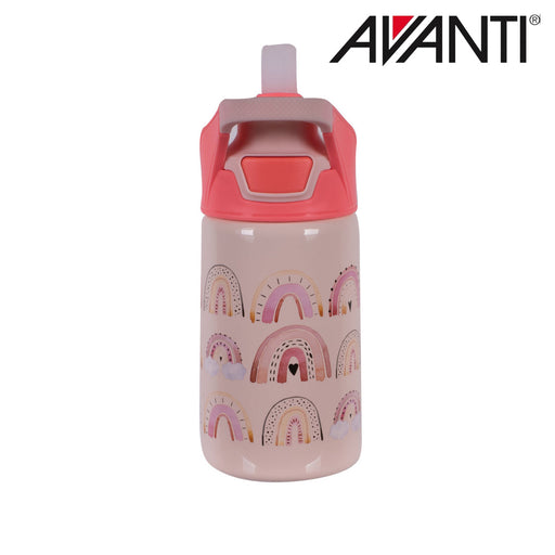 Kids insulated water bottle with rainbow print and popup spout