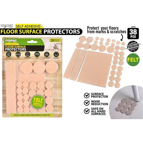 Cream self adhesive felt pads assorted 38 pack