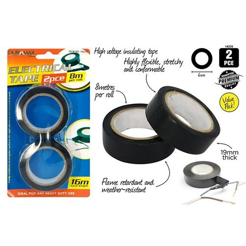 Black electrical tape two rolls 8m each