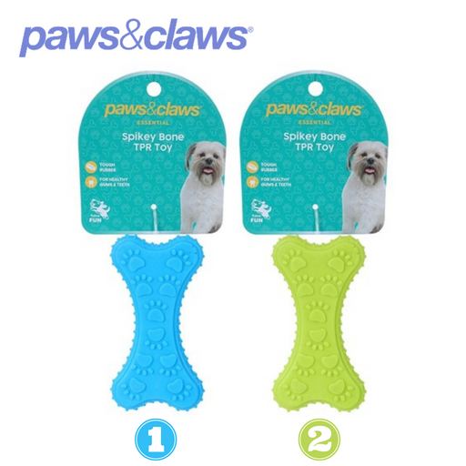 TPR Spikey Bone 2 Asstd Cols 10cm