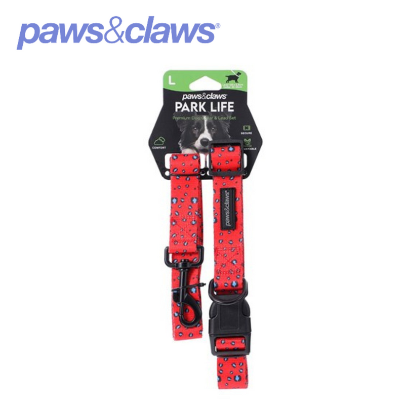 Park Life Collar + Lead Set Lge 4 Asstd Designs 2.5cm
