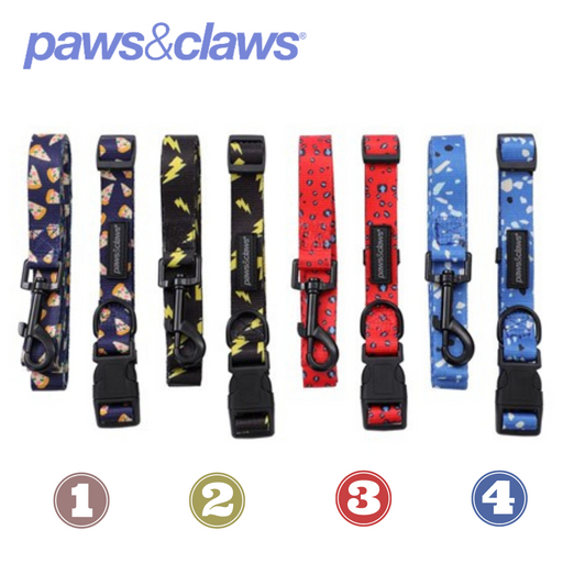 Park Life Collar + Lead Set Med 4 Asstd Designs 2cm