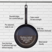 Evolv -Seasoned Carbon Steel Fry Pan 28cm – thumbnail