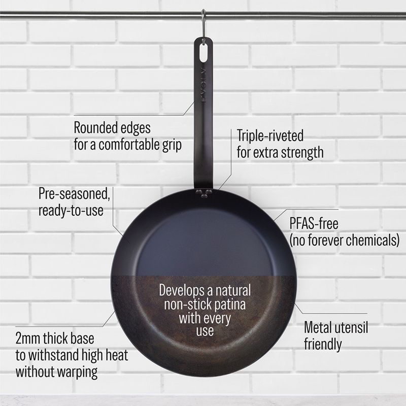 Evolv -Seasoned Carbon Steel Fry Pan 28cm