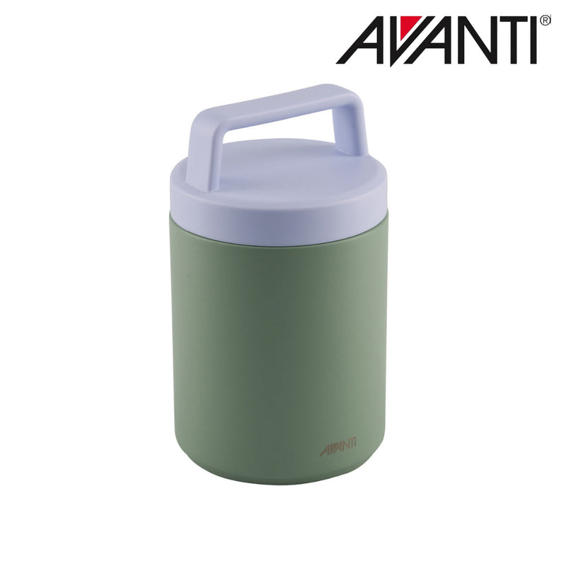 Green insulated food jar with carry handle 480ml