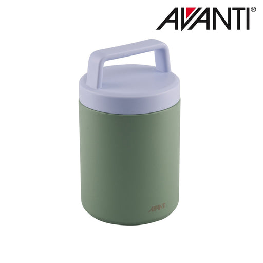 Green insulated food jar with carry handle 480ml
