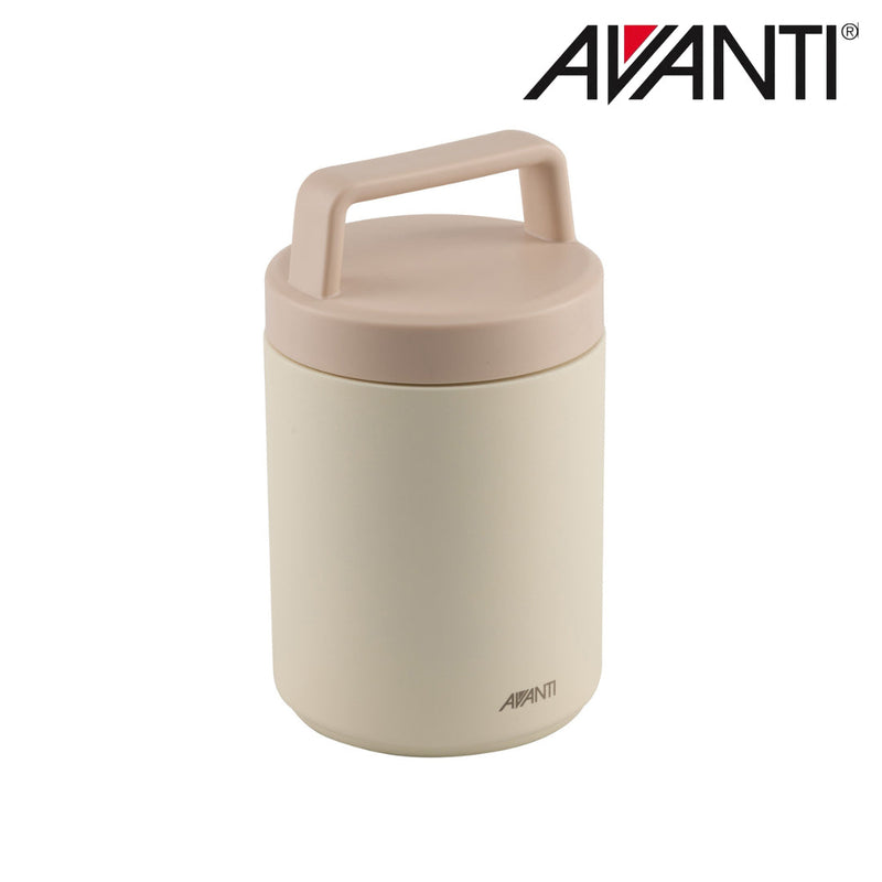 Beige insulated food jar with carry handle 480ml