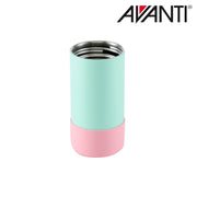 Blue and pink insulated kids water bottle with 2 way lid detail view 6