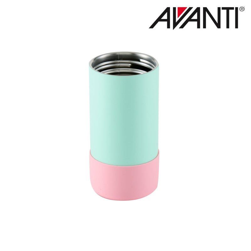 Blue and pink insulated kids water bottle with 2 way lid detail view 6