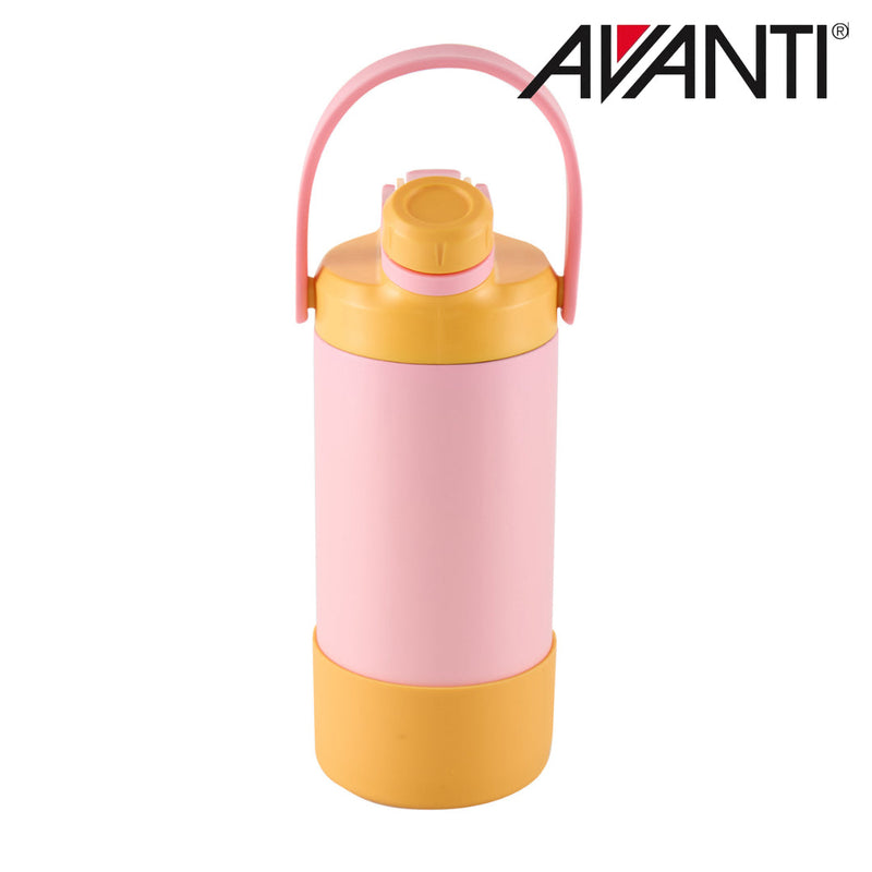 Pink and yellow insulated water bottle for kids 400ml