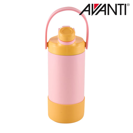 Pink and yellow insulated water bottle for kids 400ml