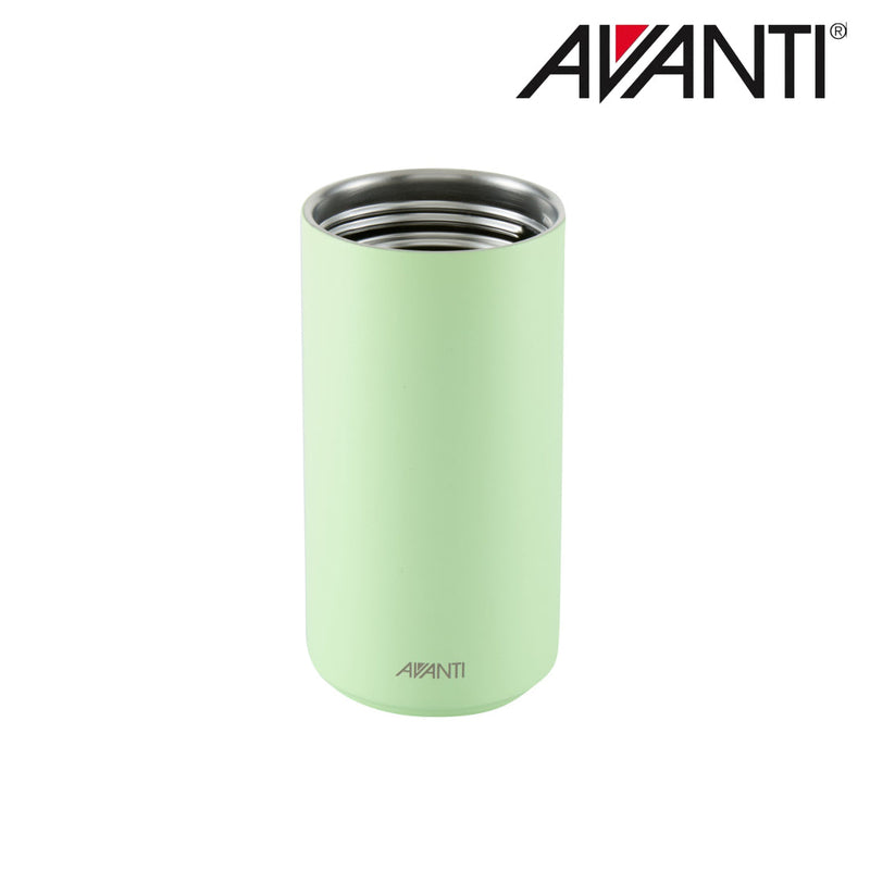 Green and blue insulated water bottle with dual opening lid detail view 7
