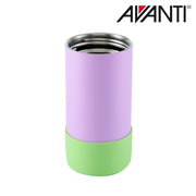 Purple and green insulated water bottle with 2 way lid detail view 7