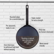 Evolv -Seasoned Carbon Steel Crepe/Roti Pan 28cm – thumbnail