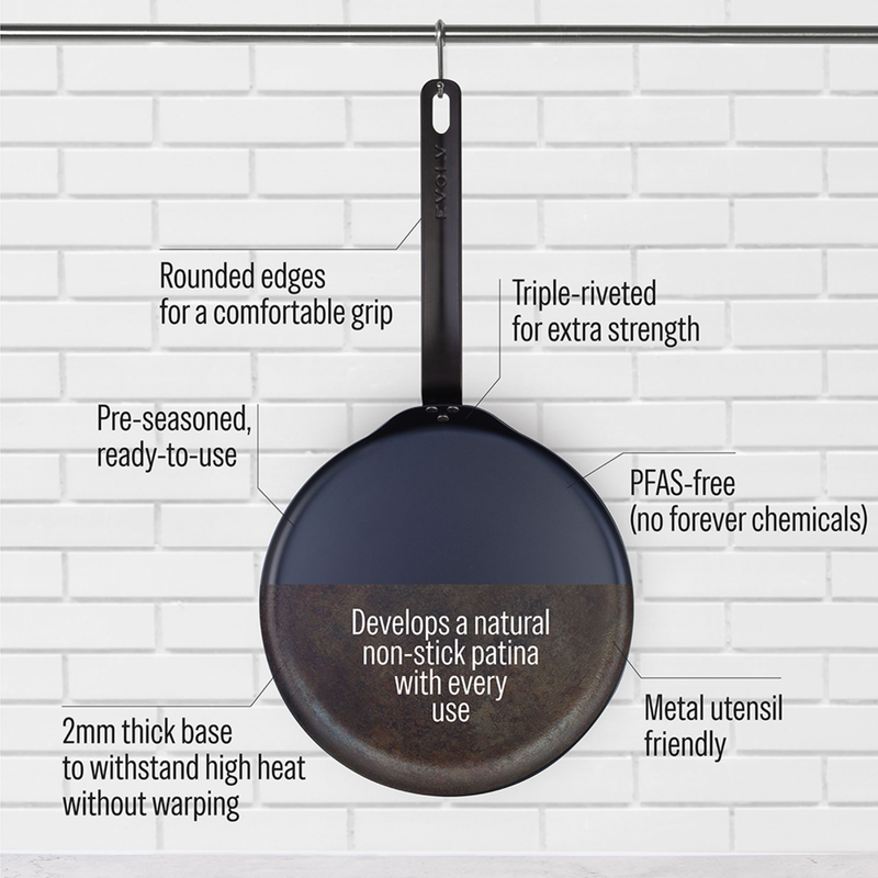Evolv -Seasoned Carbon Steel Crepe/Roti Pan 28cm