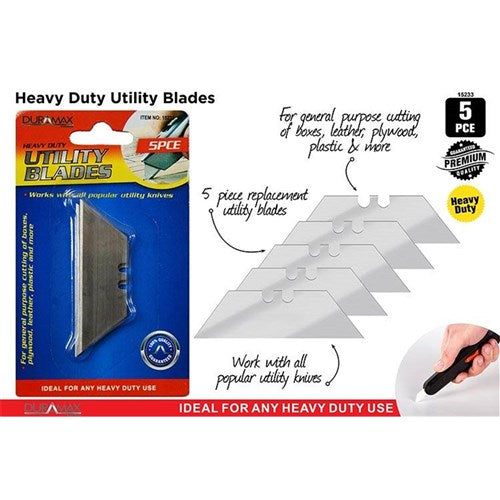 Five replacement utility knife blades